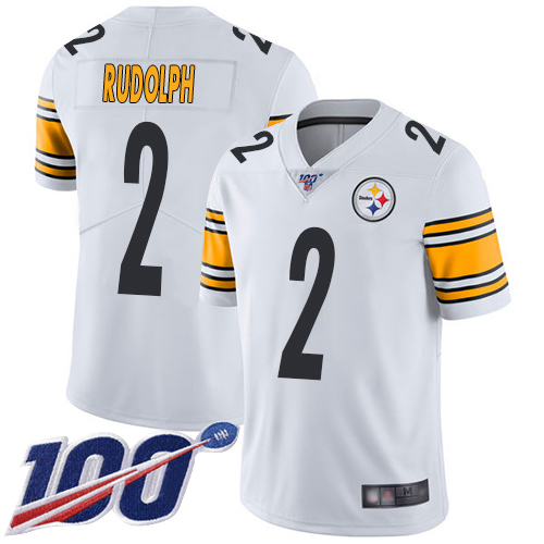 Men Pittsburgh Steelers Football #2 Limited White Mason Rudolph Road 100th Season Vapor Untouchable Nike NFL Jersey